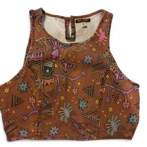 Brown and pink retro Billabong halter crop L